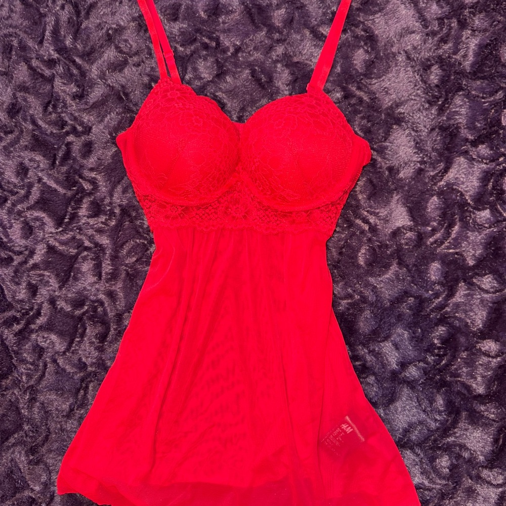 Elegant Red Lace Sleep Dress